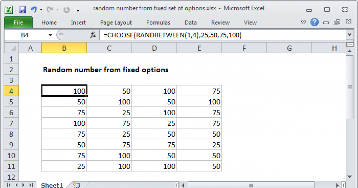 Excel Select Randomly From A List